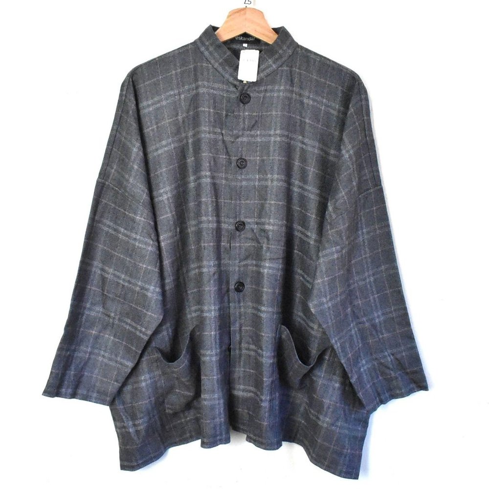 Eskandar $2195 NWT Mandarin Collar Shirt Jacket Sz